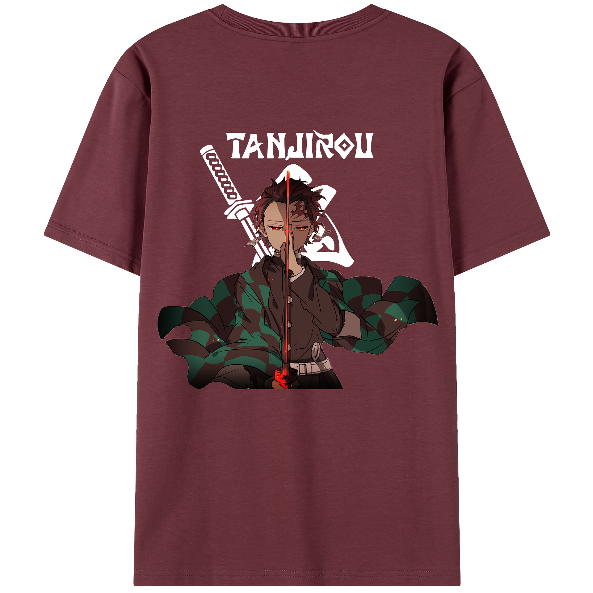 （画像用） 鬼滅の刃 竈門 炭治郎／かまど たんじろう Kamado Tanjirou 綿100％半袖Tシャツ（背面プリント）